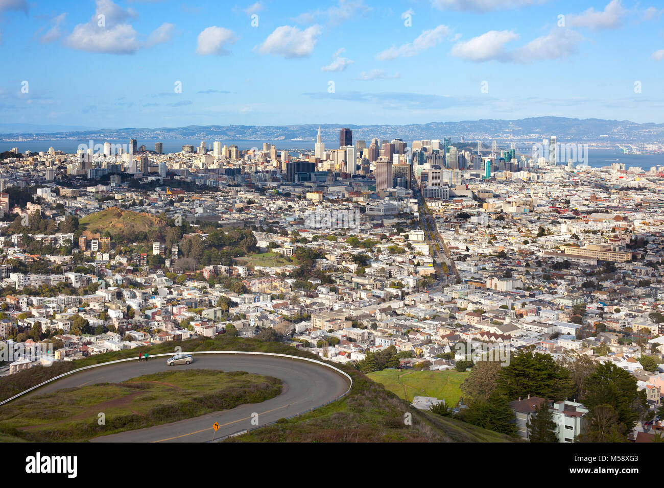Panoramic view of San Francisco from Twin Peaks park, California, USA Stock Photo