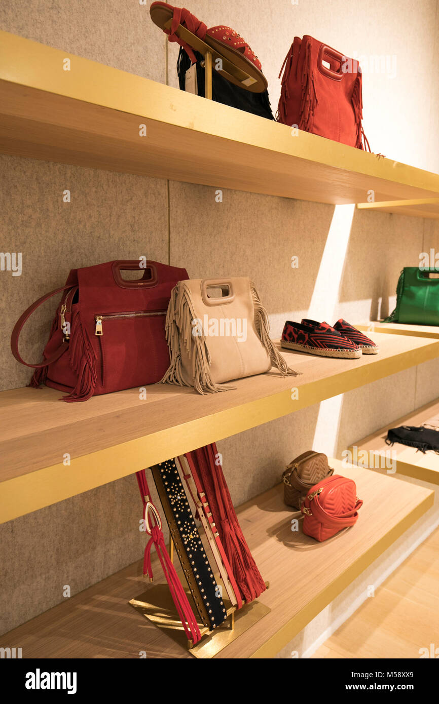 Handbags in shop interior Stock Photo