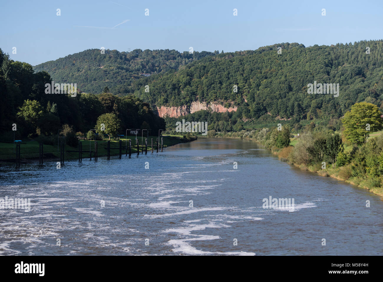 Neckar bei Eberbach, Baden-Württemberg, Deutschland Stock Photo