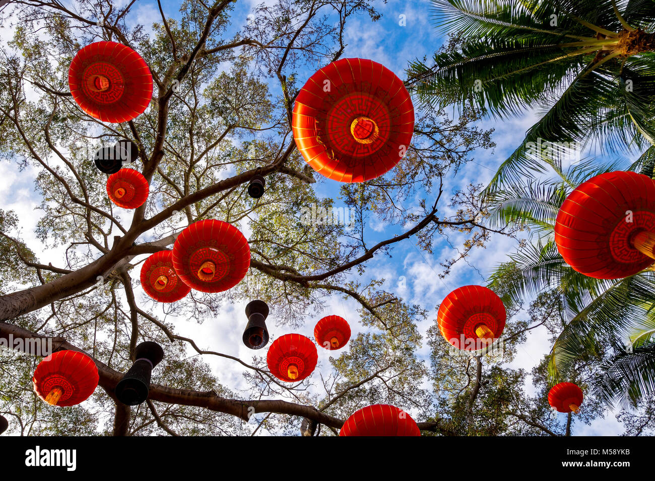 Hawaii Chineses lanterns in Oahu Stock Photo