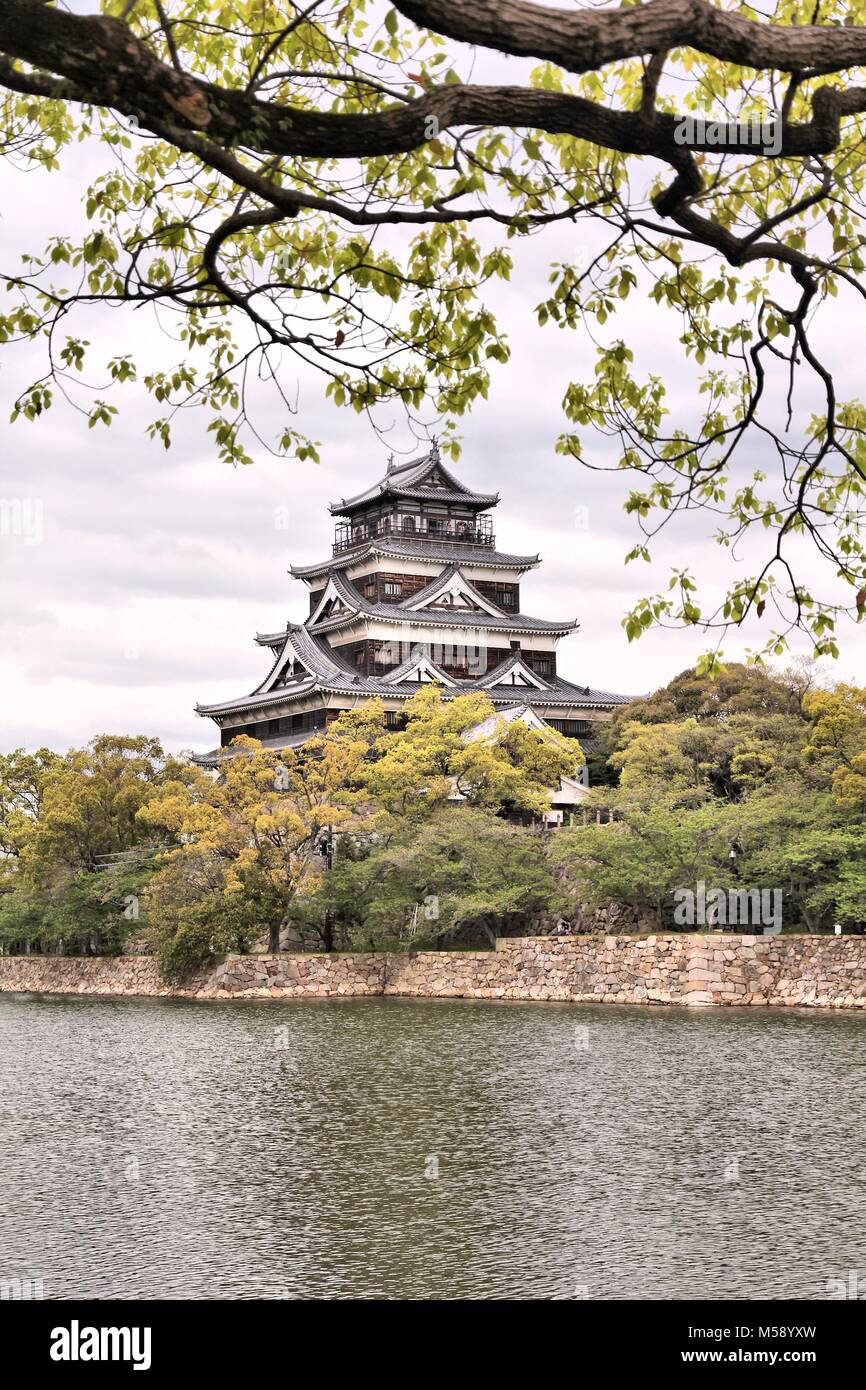Hiroshima Castle - landmark of Japan. Japanese architecture. Stock Photo