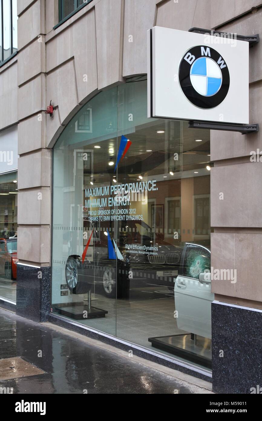 LONDON - MAY 14: BMW car dealership on May 14, 2012 in London. BMW ...