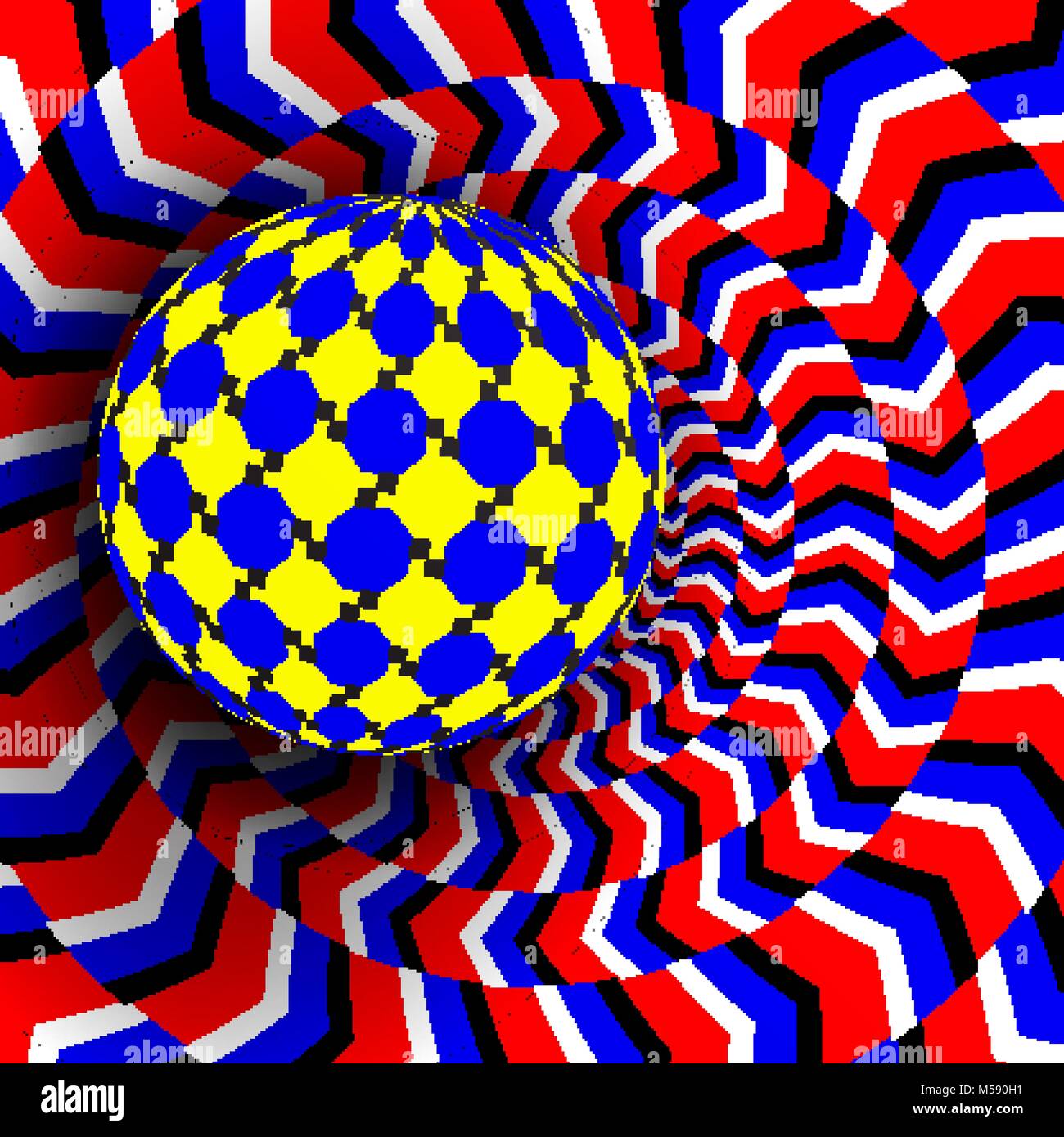 Illusion Vector. Optical 3d Art. Motion Dynamic Effect. Optical Effect. Swirl Illusion. Hypnosis Fallacy Geometric Magic Background Illustration Stock Vector