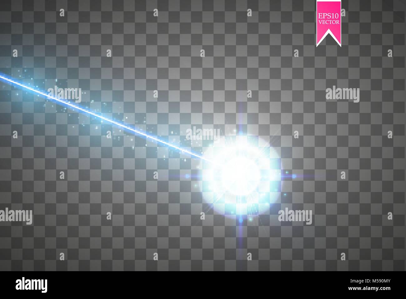 Abstract blue laser beam. Laser security beam isolated on transparent