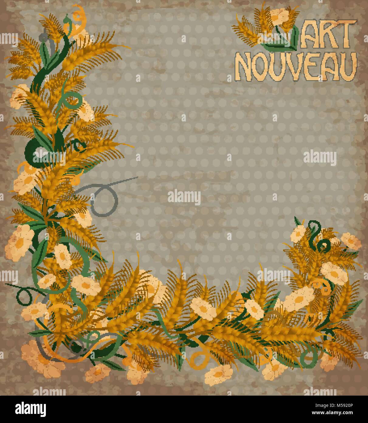 Wheaten Banner In Art Nouveau Style Vector Illustration Stock