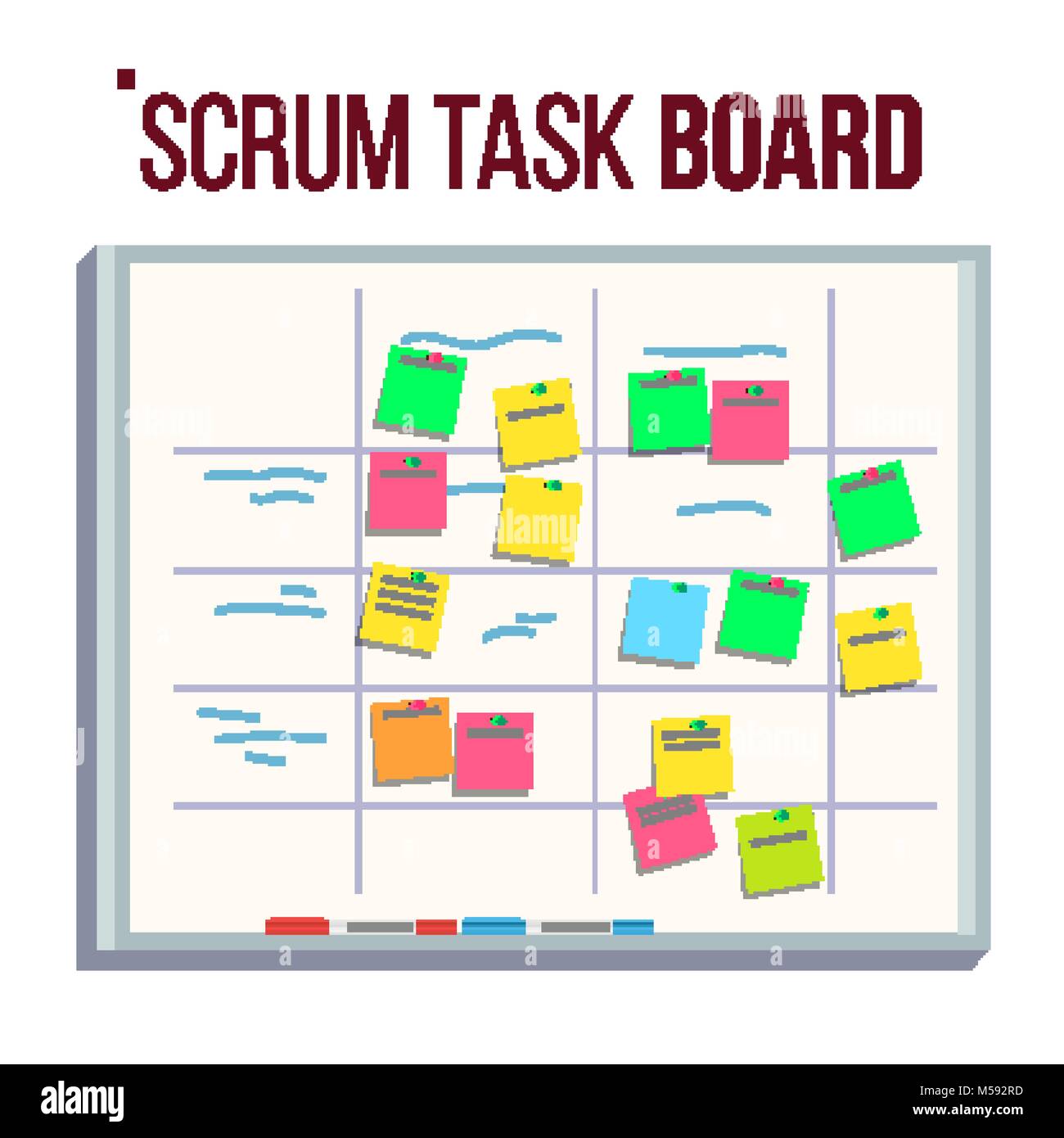 Planning Board Vector. Agile Board. Tasks For Team Development. Full Of