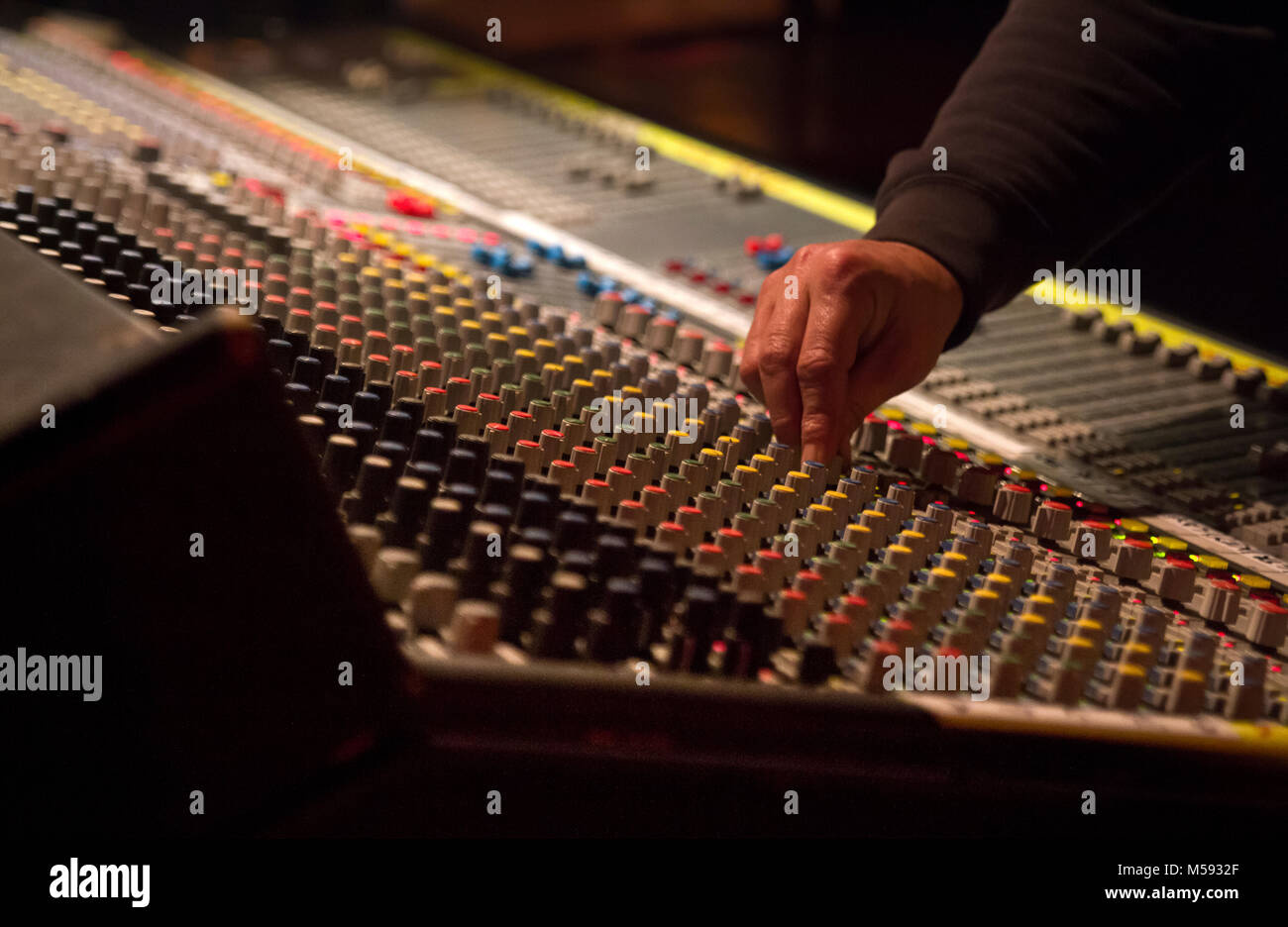 The sound engineer to work with a mixer panel Stock Photo Alamy