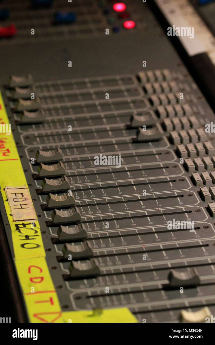Mixer Panel used to check the sound levels Stock Photo Alamy