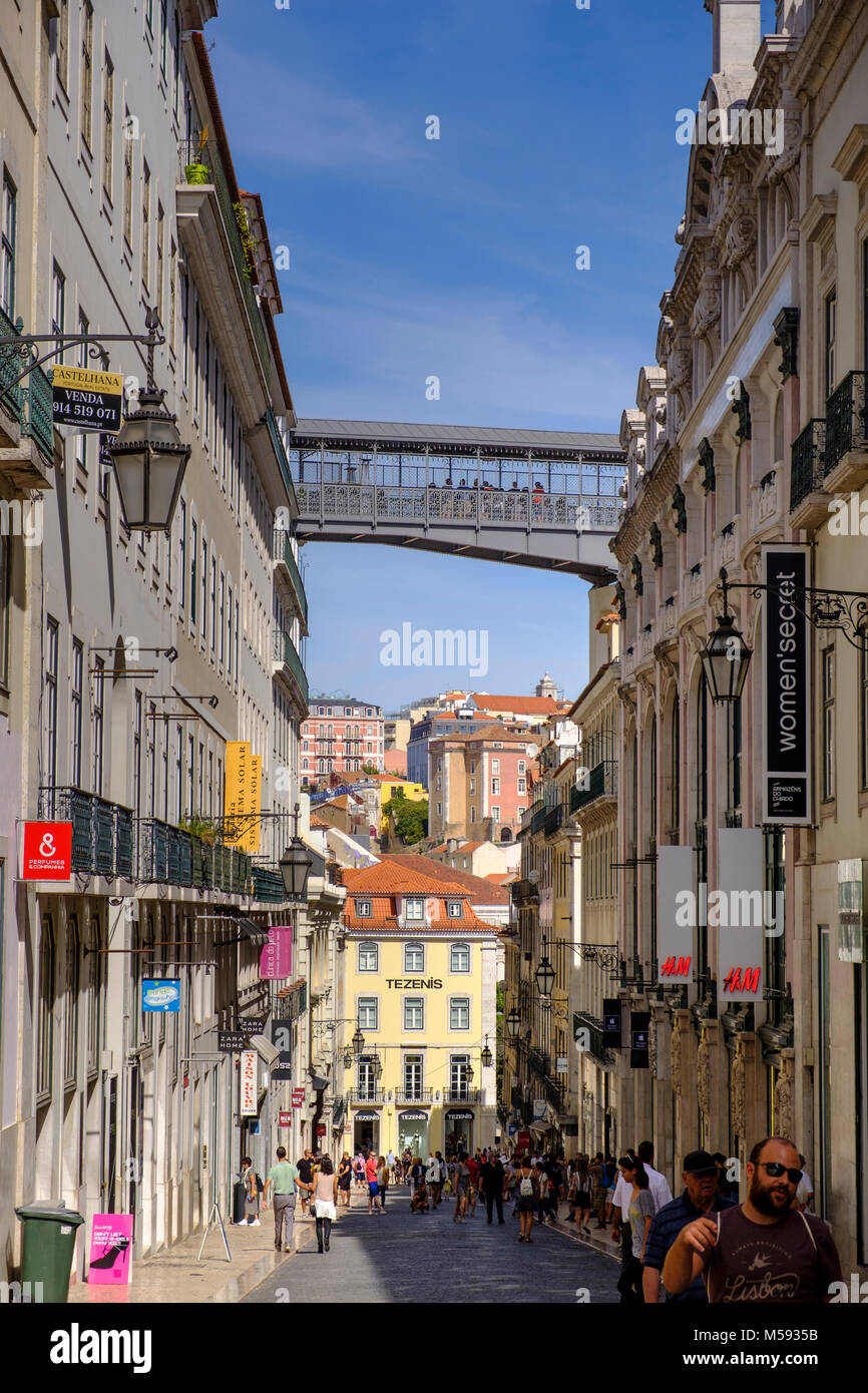 Chiado Neighborhood architecture and streets, Lisbon, Portugal Stock Photo