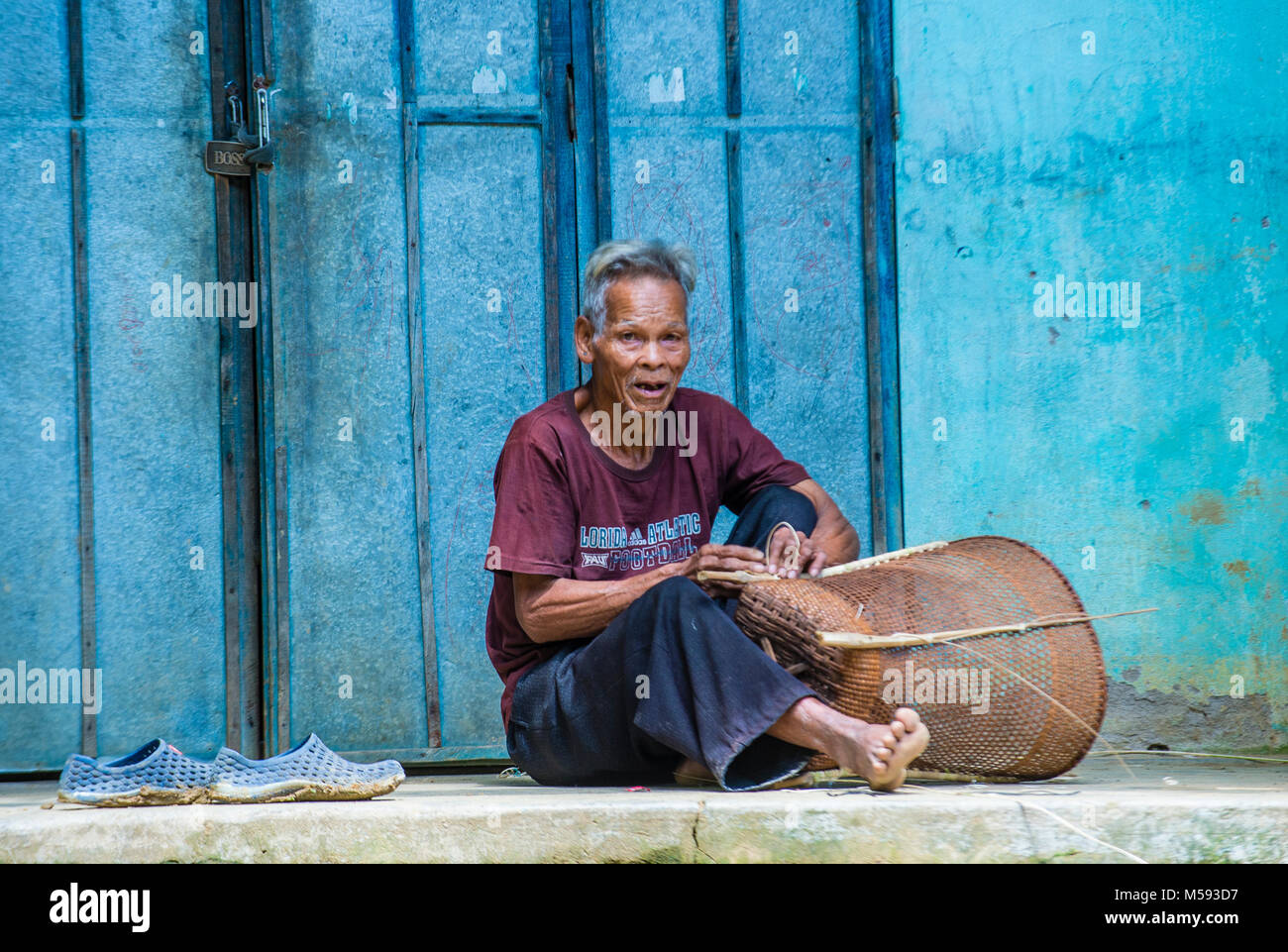 Portrait of a man from the Cotu Minority in Quang Nam Vietnam Stock Photo