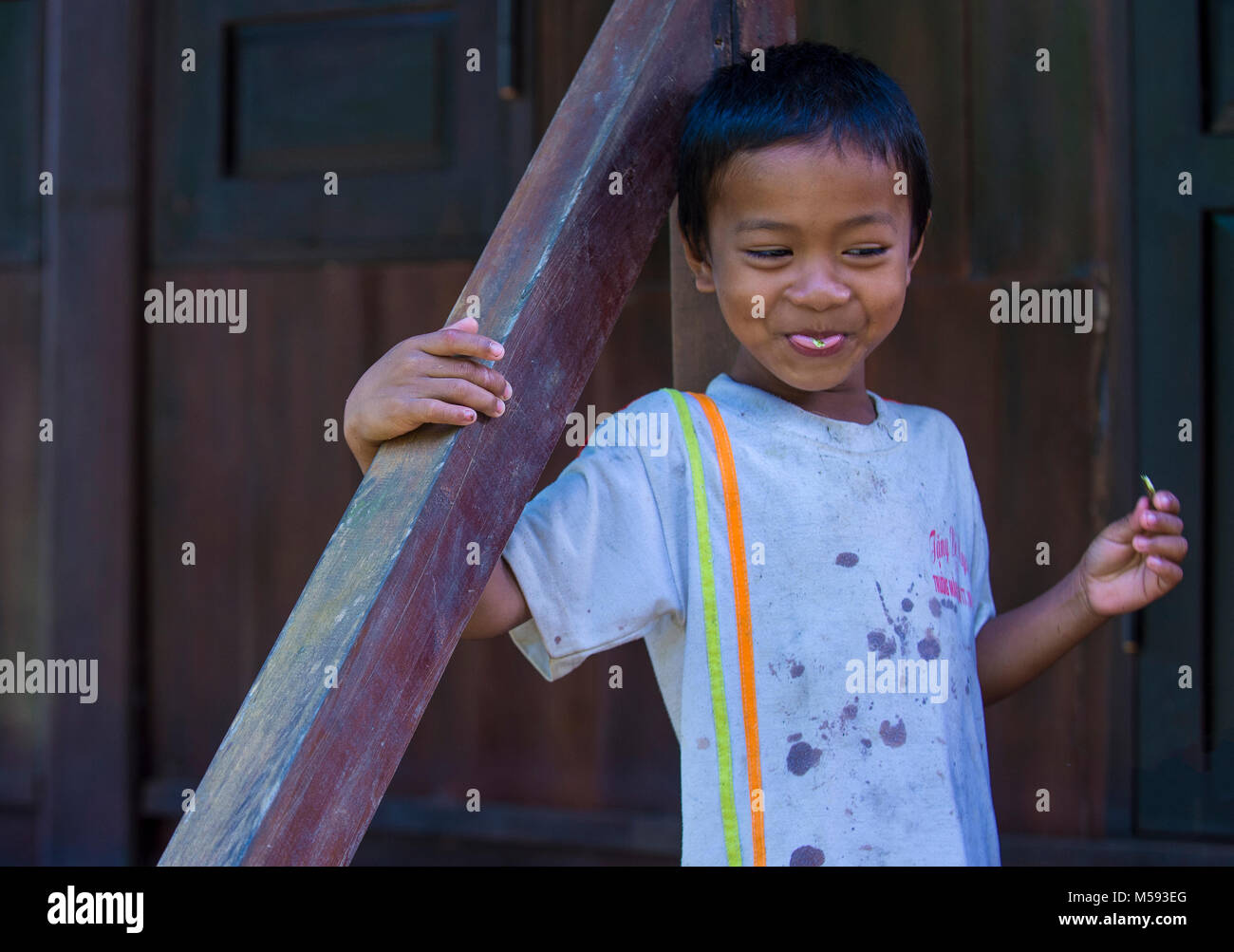 Child from the Cotu Minority in Quang Nam Vietnam Stock Photo