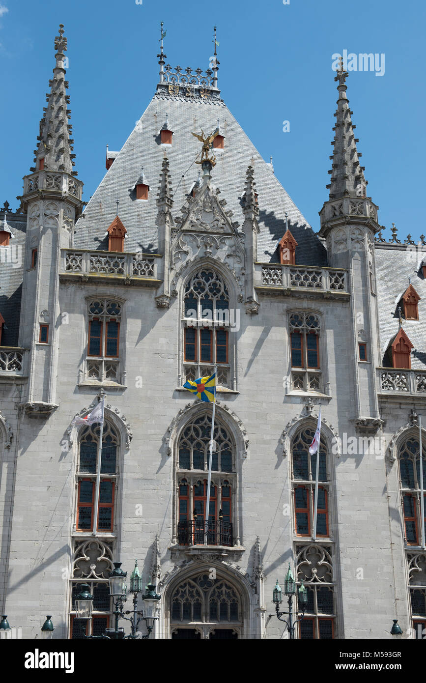 The Provincial Palace in Bruges, Belgium. It is built in neo-Gothic style and was formerly the seat of the West Flanders Provincial Council. Stock Photo