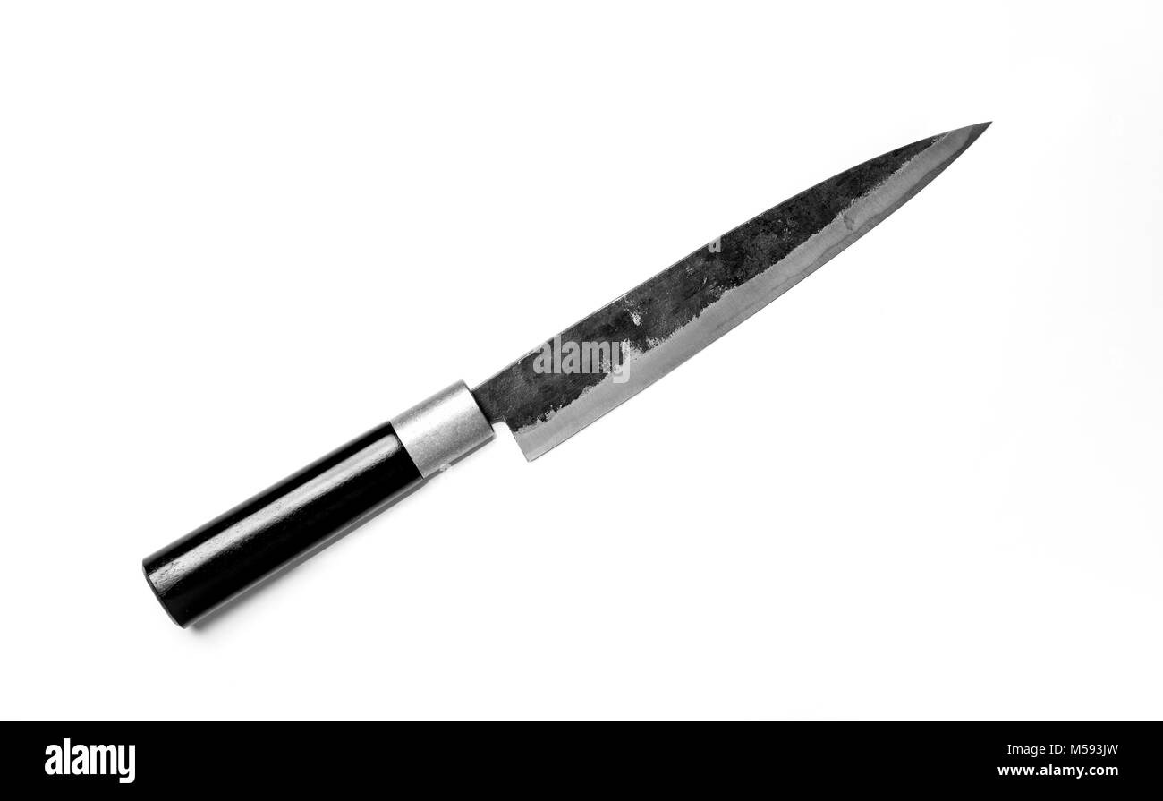 Japanese kitchen knife, yanagi sashimi knife isolated on white