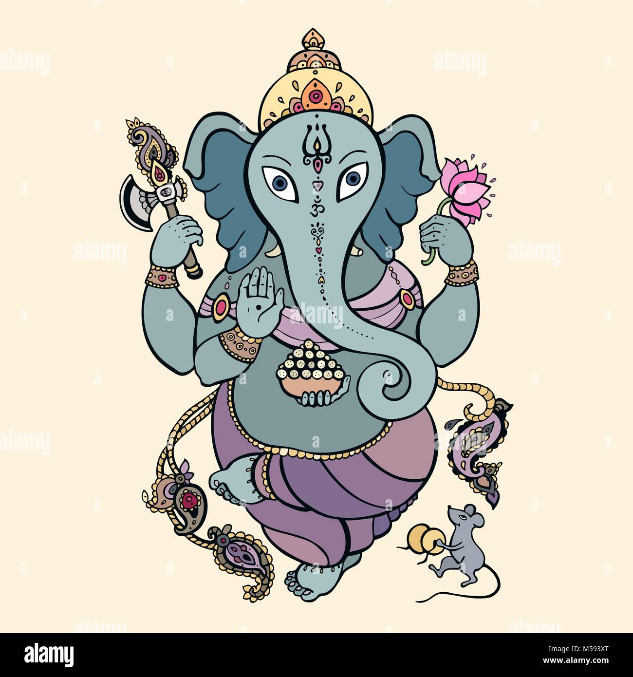 Illustration of Ganesh Chaturthi, the Hindu god Ganesha Stock