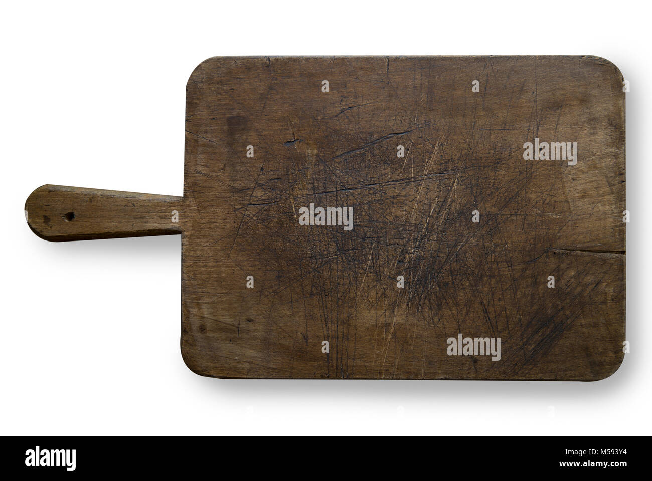 Vintage wooden cutting board isolated on white background Stock Photo