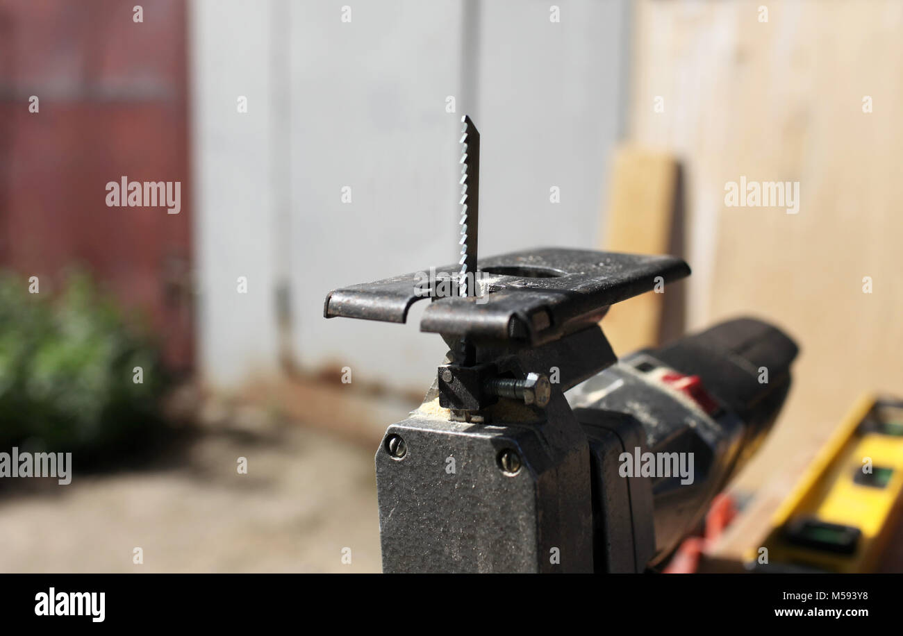 jigsaw in the carpentry Stock Photo Alamy