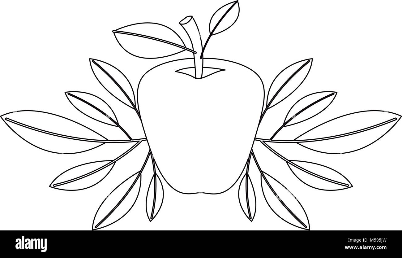 apple fresh fruit with leafs frame Stock Vector Image & Art - Alamy