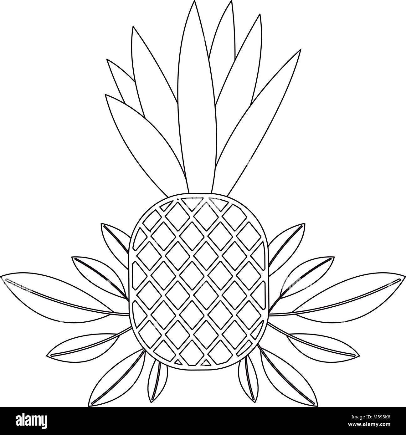 pineapple fresh fruit with leafs frame Stock Vector Image & Art - Alamy