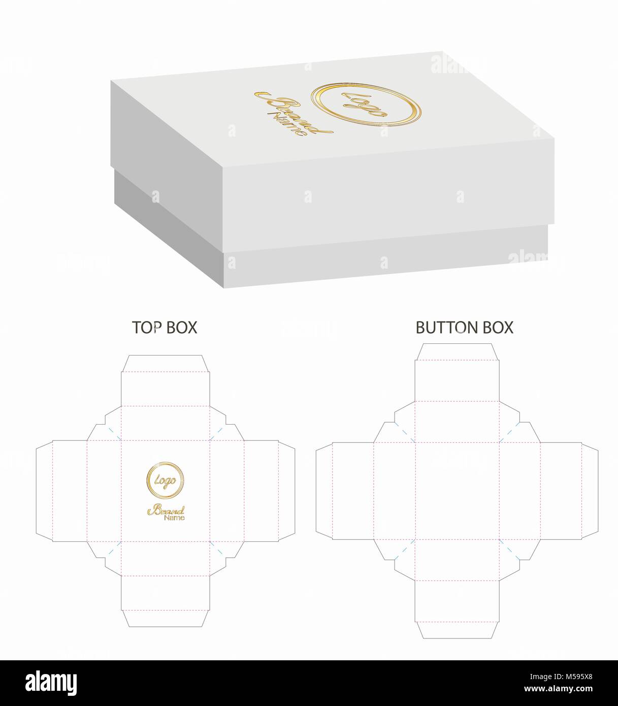 Box packaging die cut template design. 3d mock-up illustration. Stock Vector
