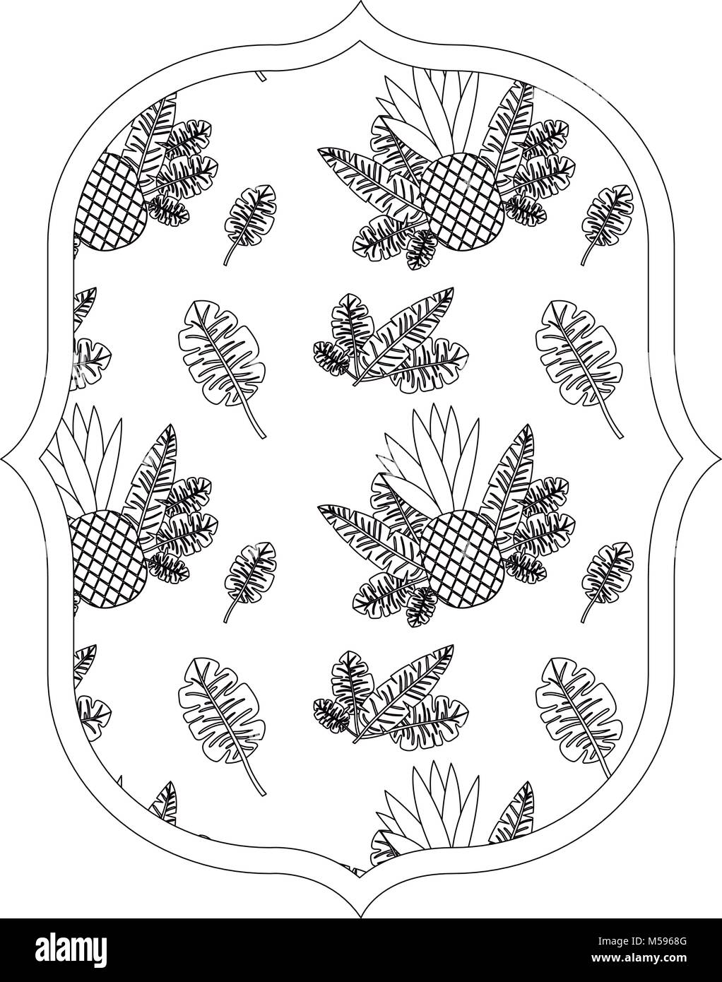 pineapple fresh fruit with leafs frame Stock Vector Image & Art - Alamy