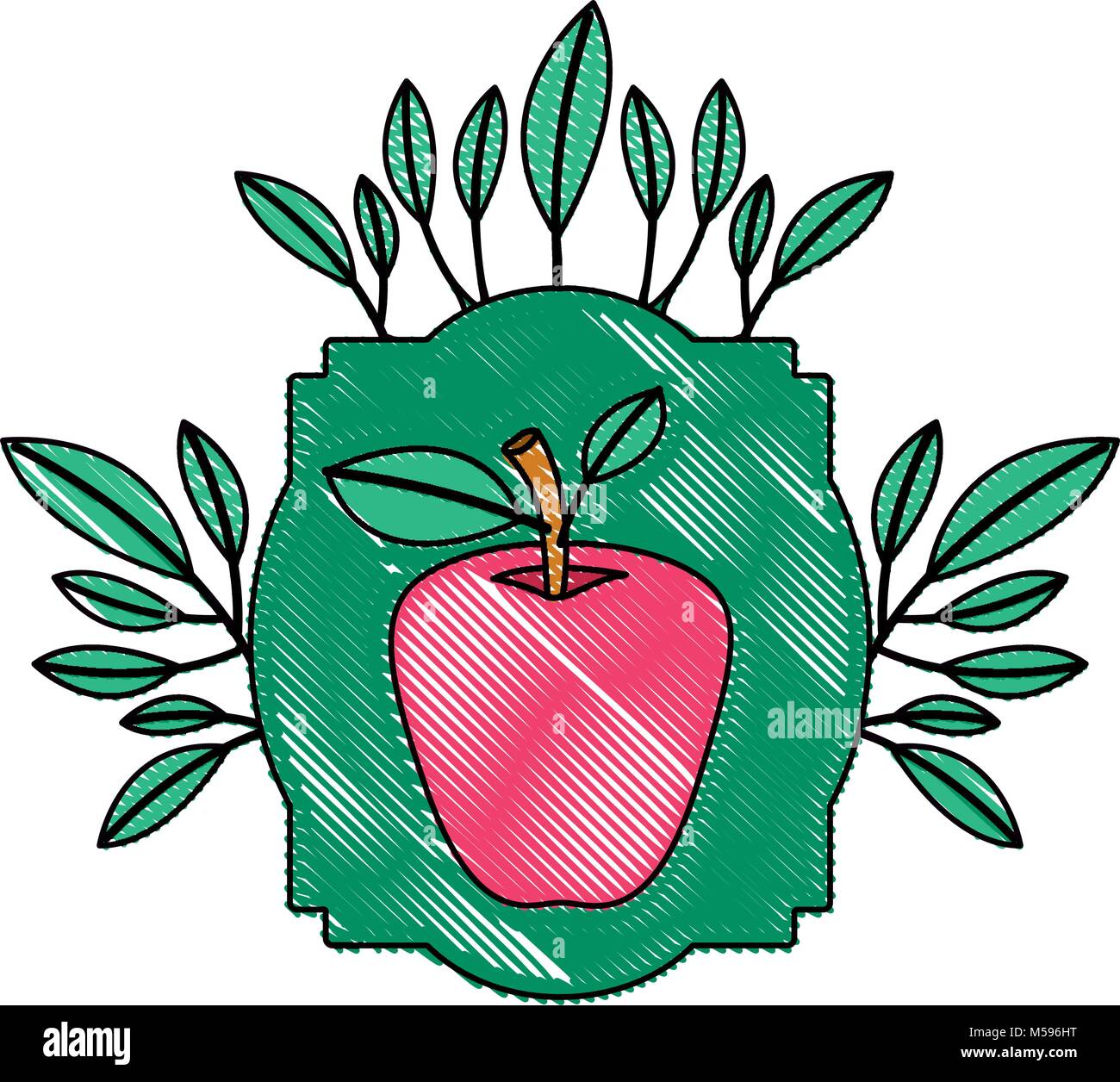 apple fresh fruit with leafs frame Stock Vector Image & Art - Alamy