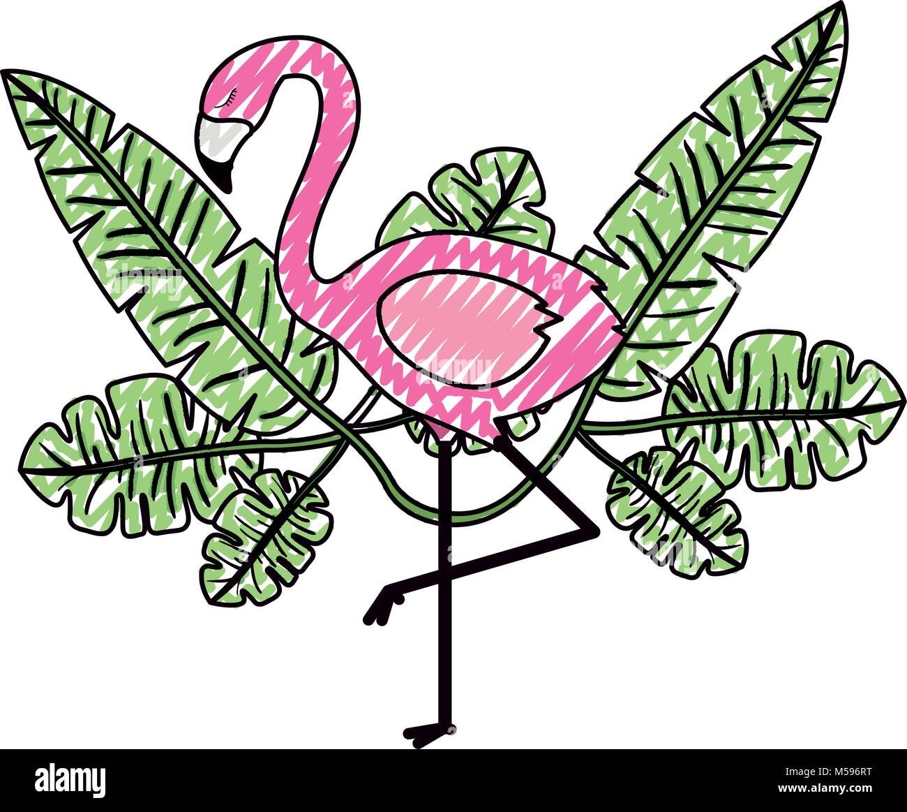 flemish tropical and exotic bird with leafs palm Stock Vector Image ...
