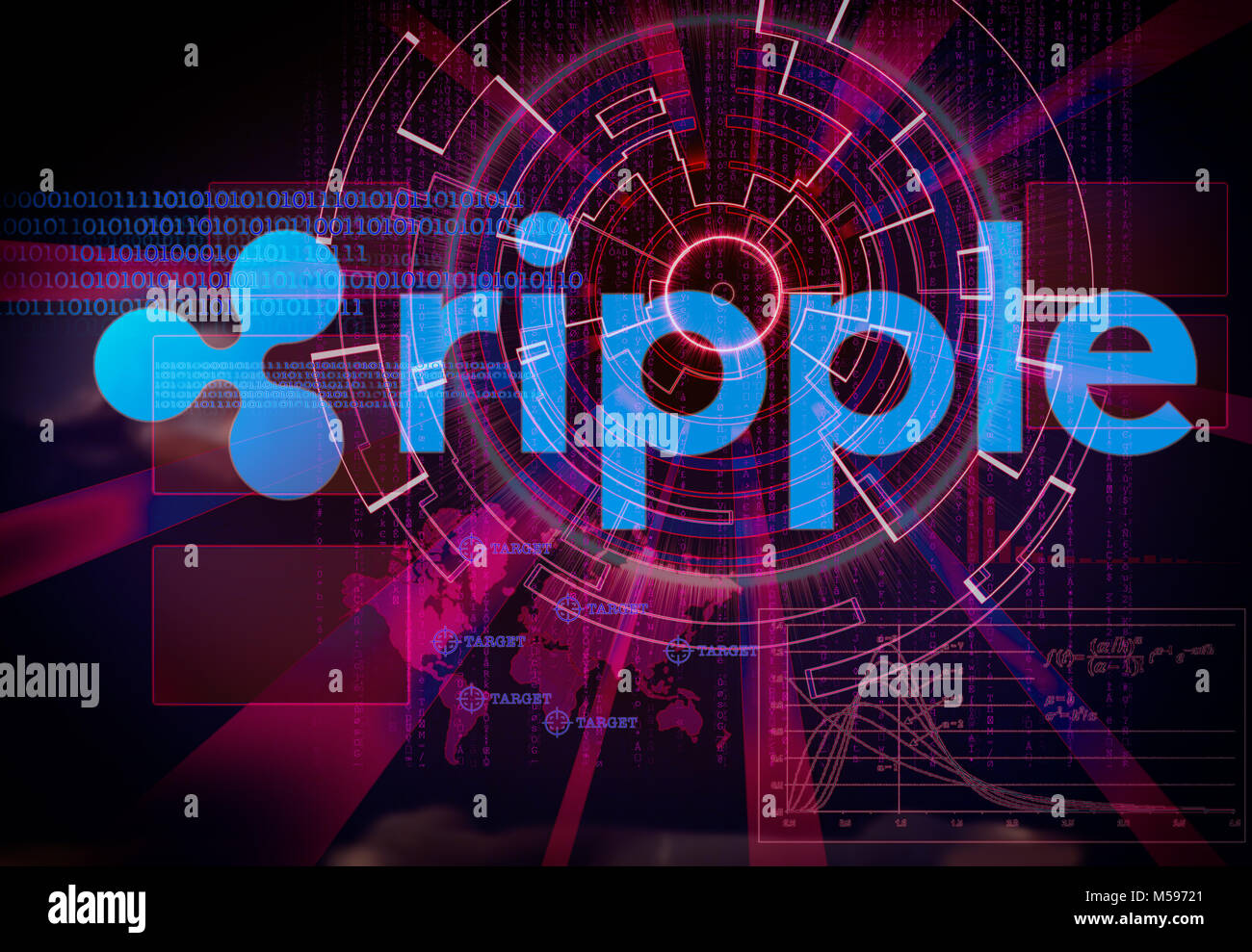 Ripple background with futuristic hud as synonym of global cryptocurrency  trade Stock Photo - Alamy