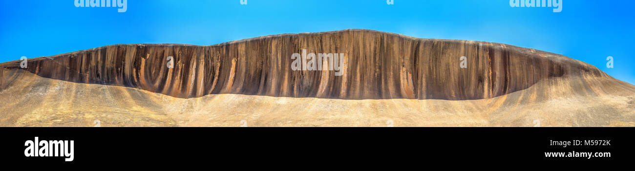 Panorama wide view of Wave Rock an ocean wave shaped rock , located in ...