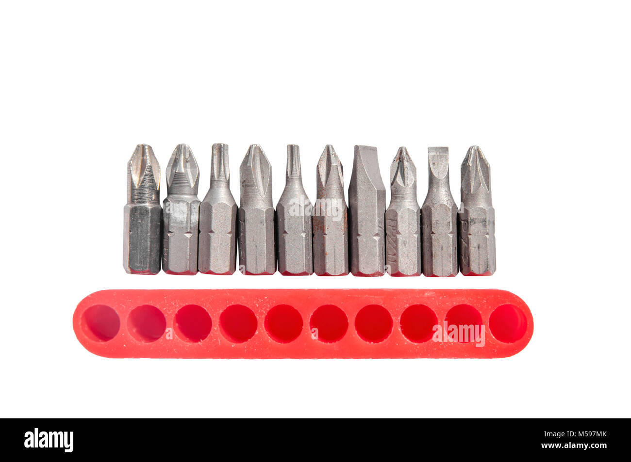 Chrome industrial screwdriver set with various bits and bit extension