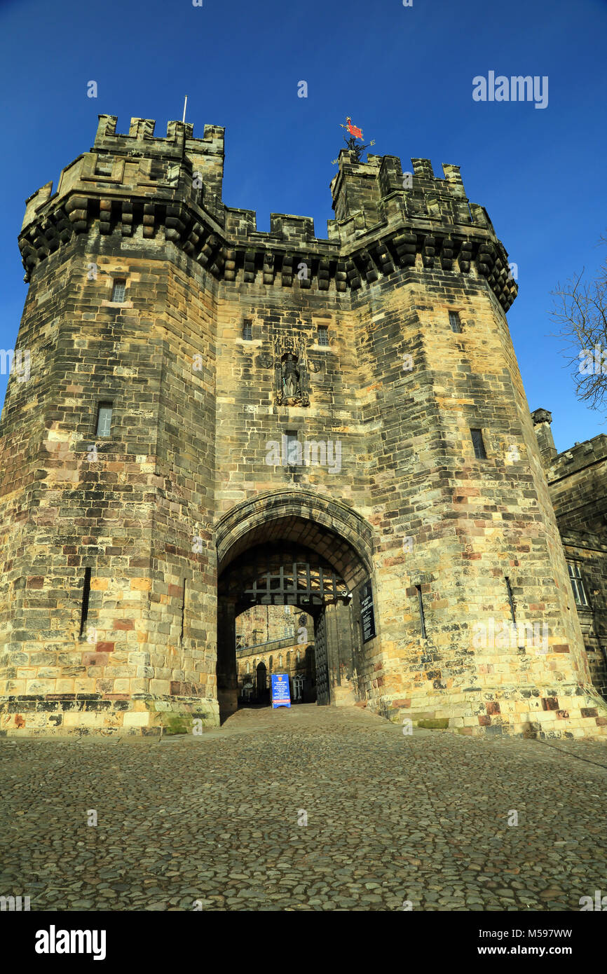 View of John O'Gaunt Gate at Lancaster Castle, Castle Park, Lancaster