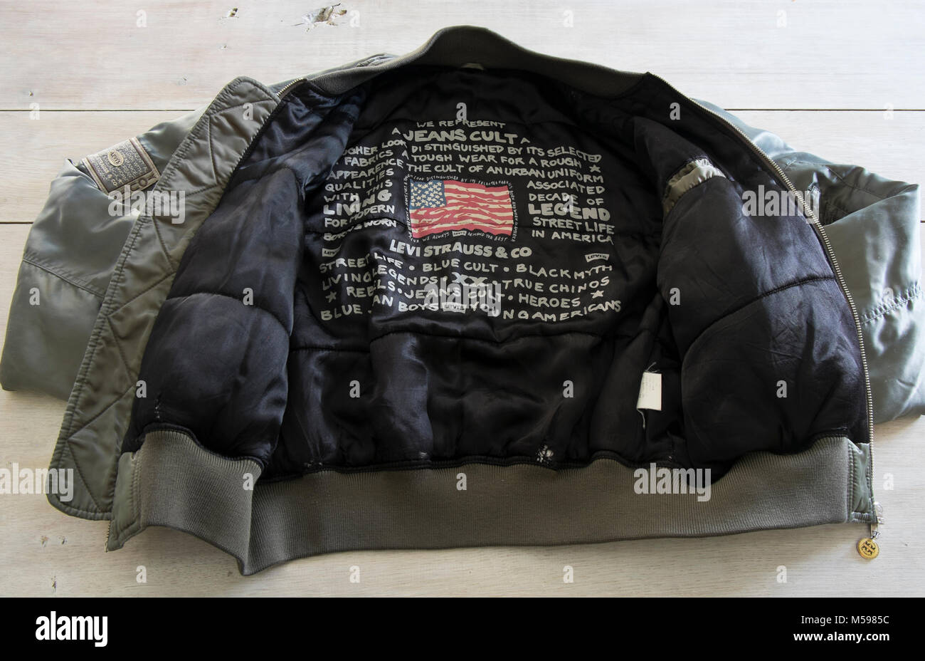 Vintage Levi jacket lying on a white 