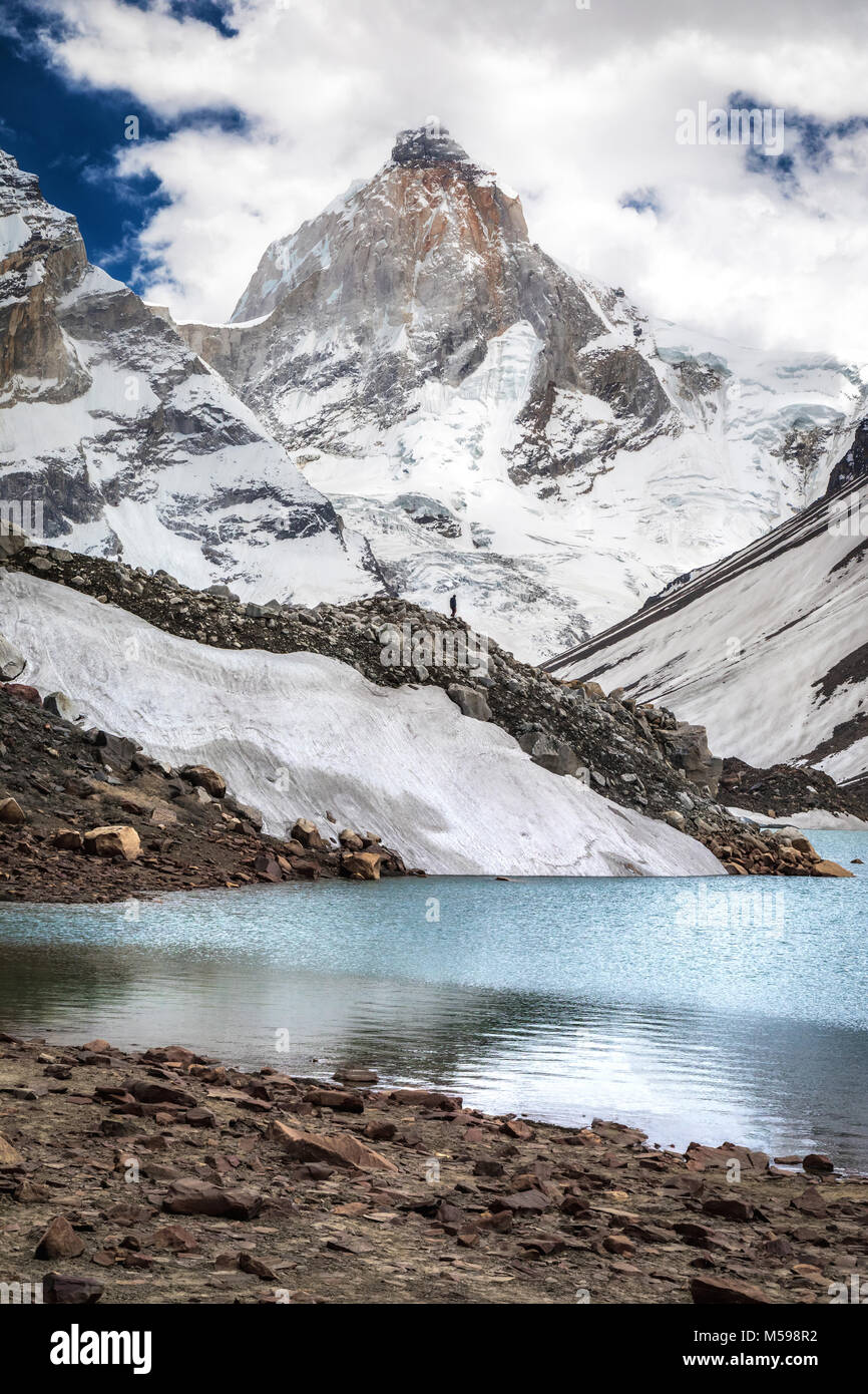 The mighty peaks of Himalayas and the glacier water streams Stock Photo