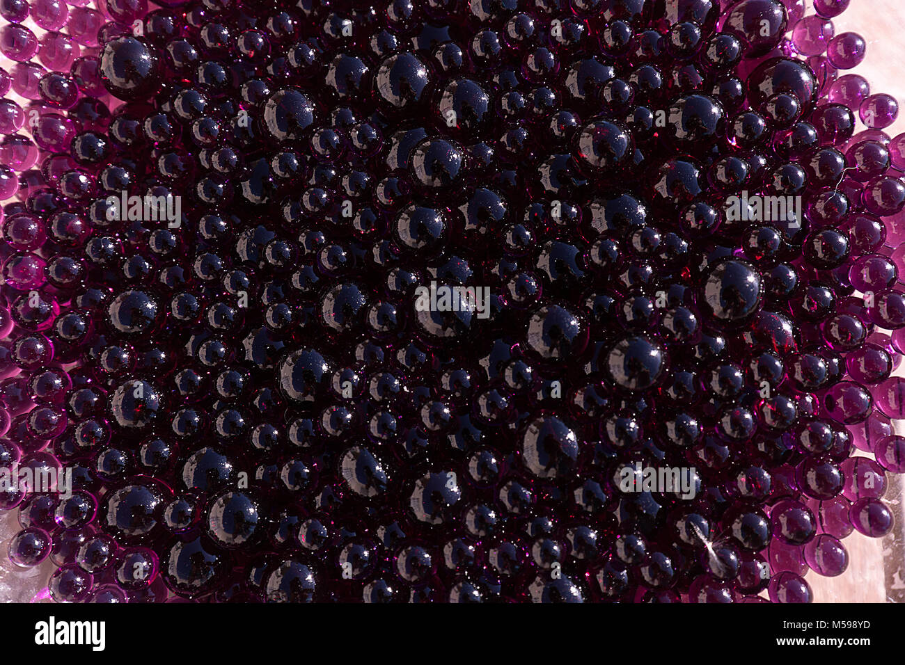 Gel balls that swell with wate. Horizontal shot with natural light