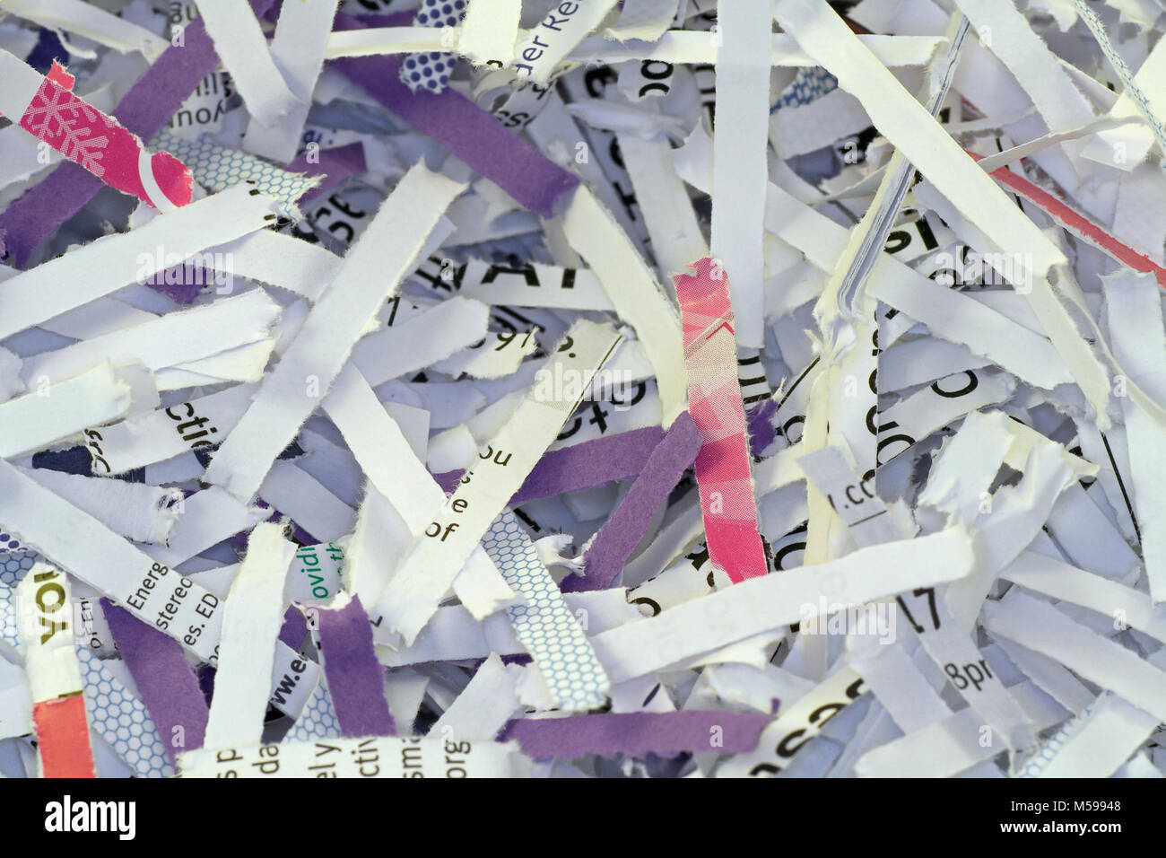 a closeup of shredded paper Stock Photo