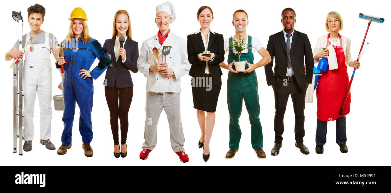 Panorama with group of different occupations as Jobcenter advertising Stock Photo