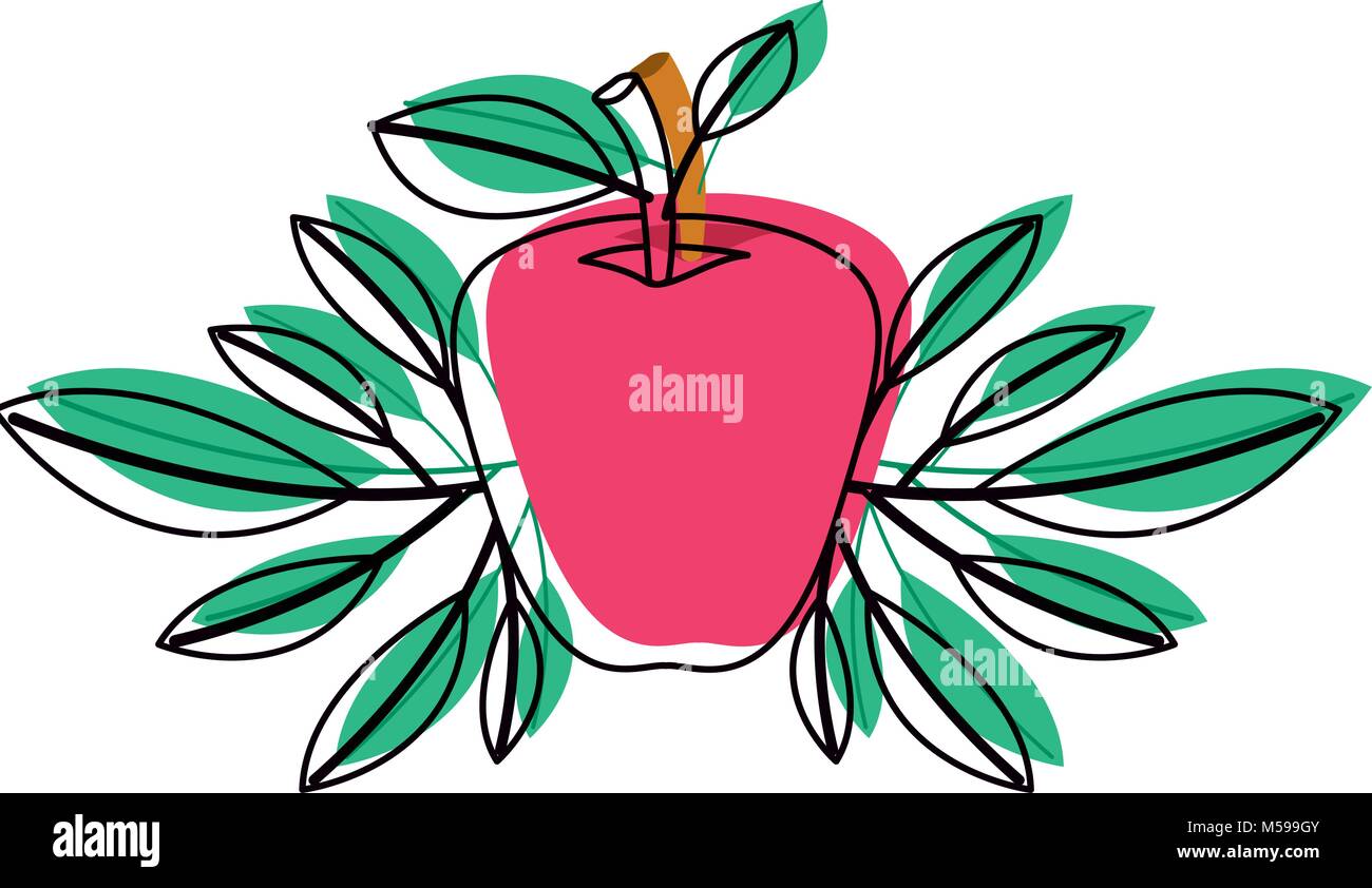 apple fresh fruit with leafs frame Stock Vector Image & Art - Alamy