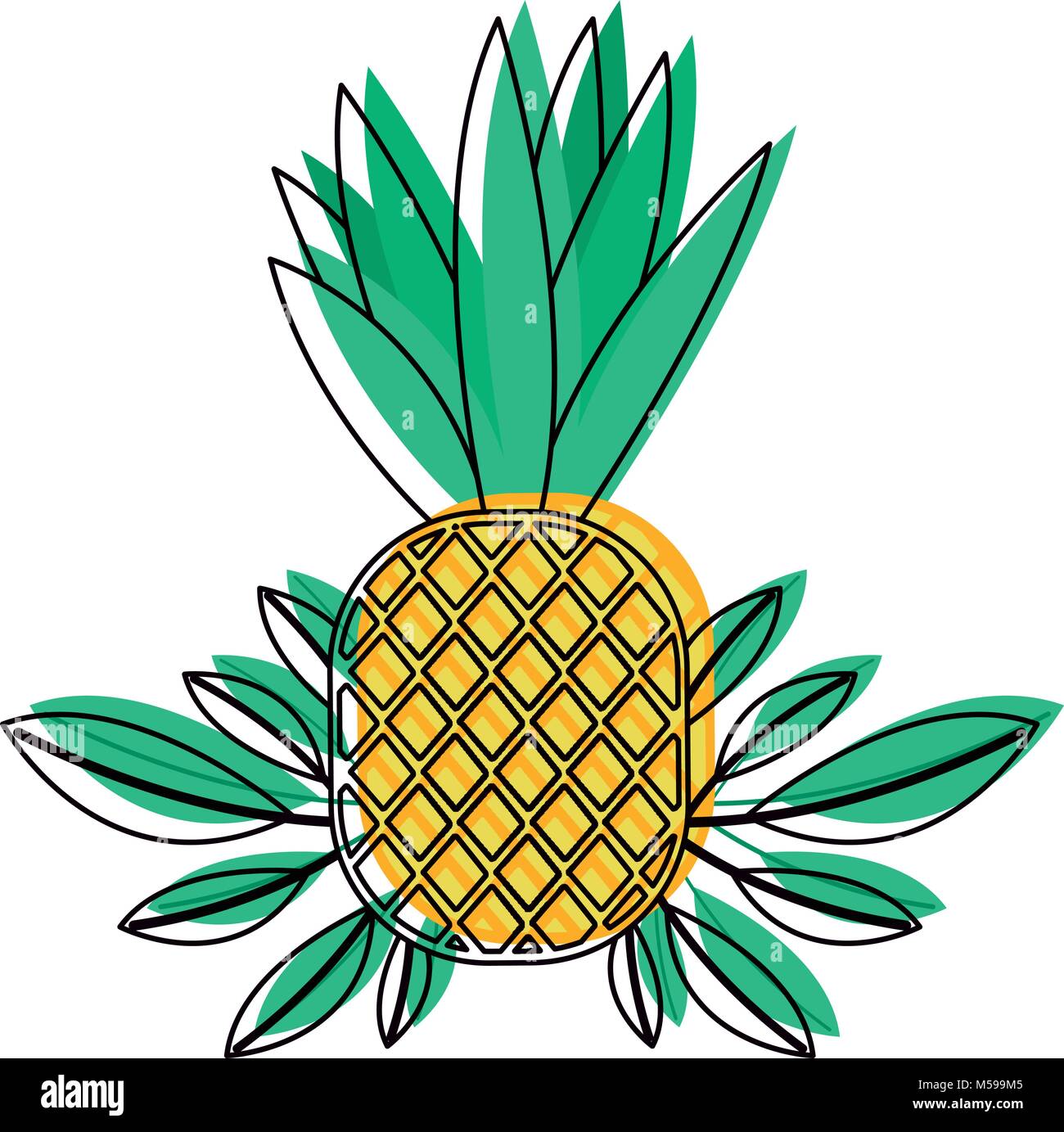 pineapple fresh fruit with leafs frame Stock Vector Image & Art - Alamy
