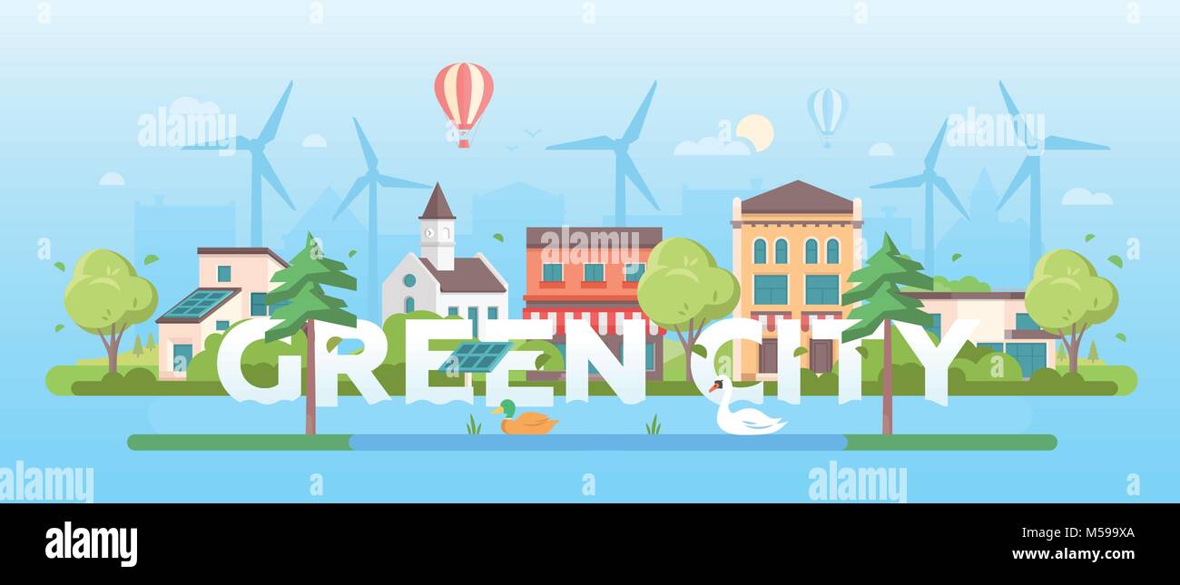 Green city - modern flat design style vector illustration Stock Vector ...
