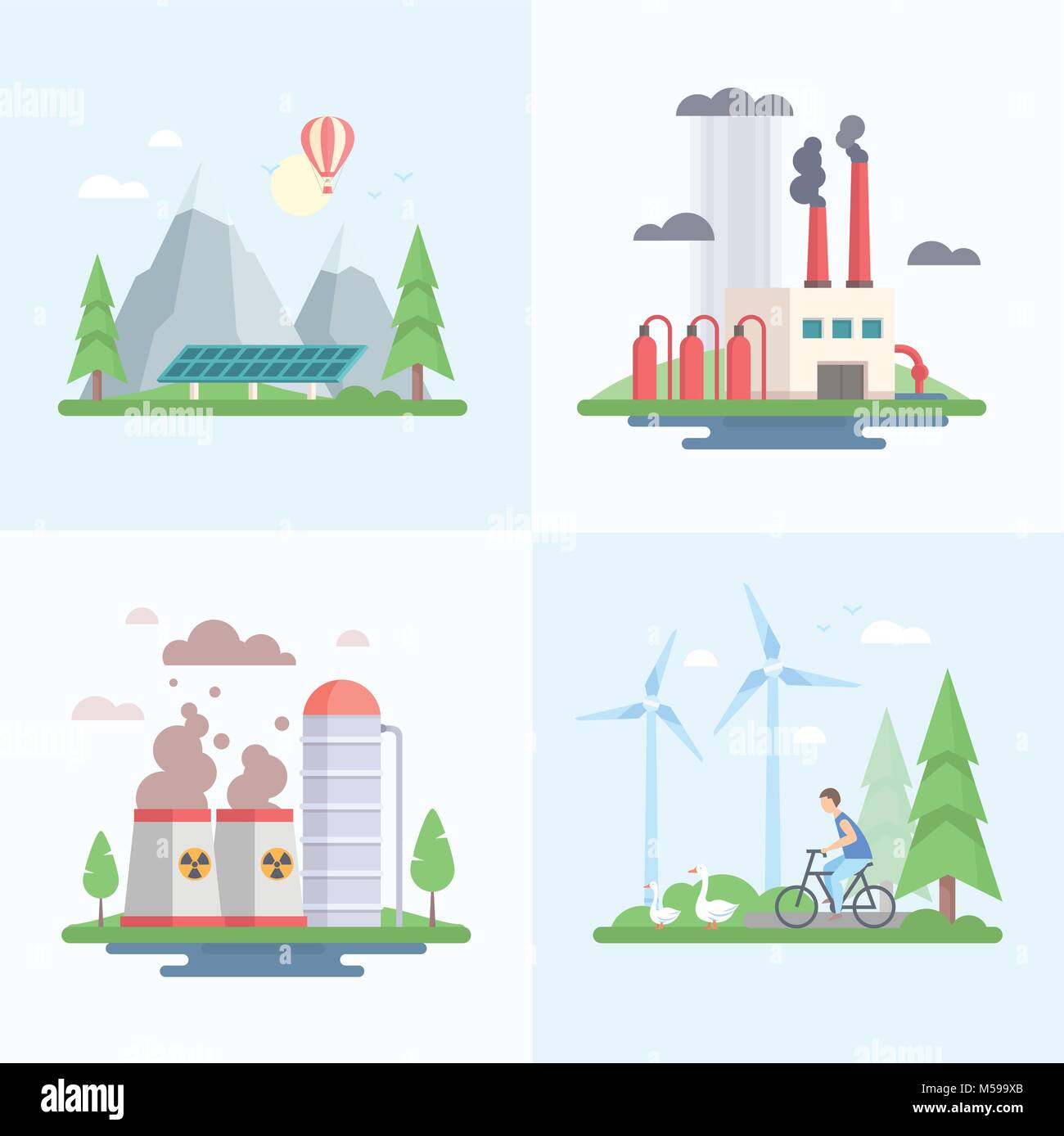Ecology - set of modern flat design style vector illustrations Stock ...