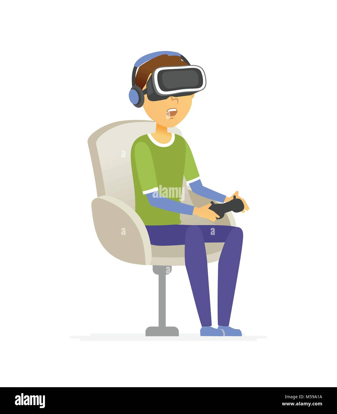 Boy wearing virtual reality glasses - cartoon people character isolated  illustration Stock Vector Image & Art - Alamy