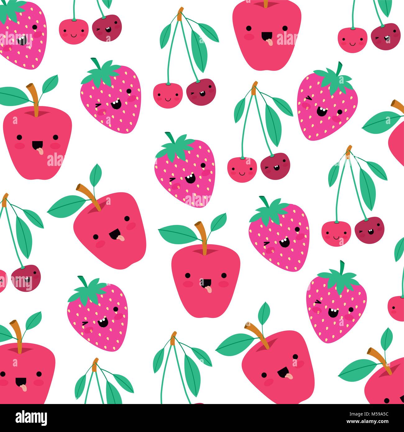 fresh fruits with leafs pattern Stock Vector Image & Art - Alamy