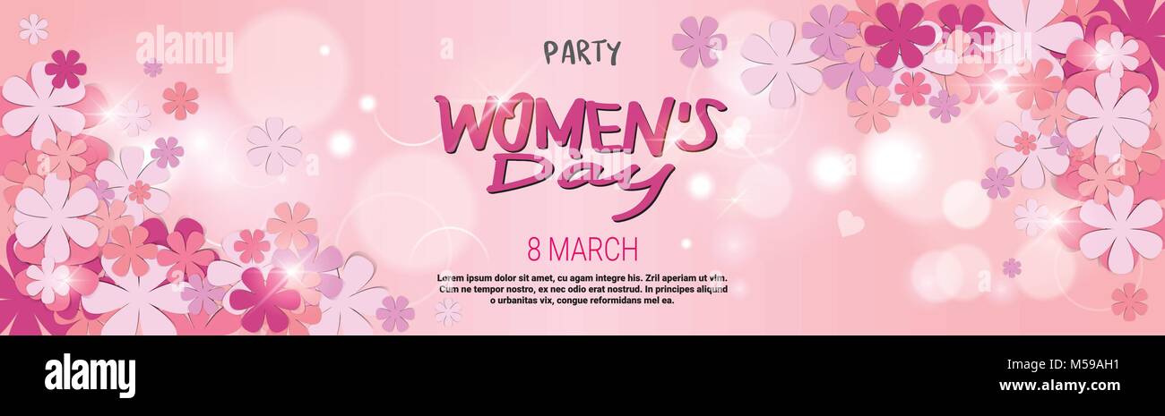 8 March Party Invitation Happy Womens Day Background Horizontal