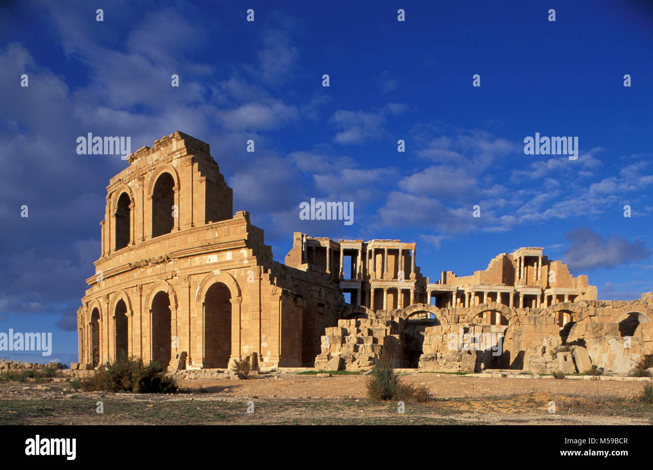Libya. Tripoli. Sabratha. (Sabrata). Roman ruins. Unesco, World Heritage Site. Archaeological Site of Sabratha. Stock Photo
