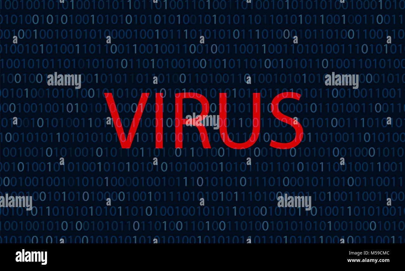 Binary blue The word red virus Computer virus concept binary code background Stock Photo