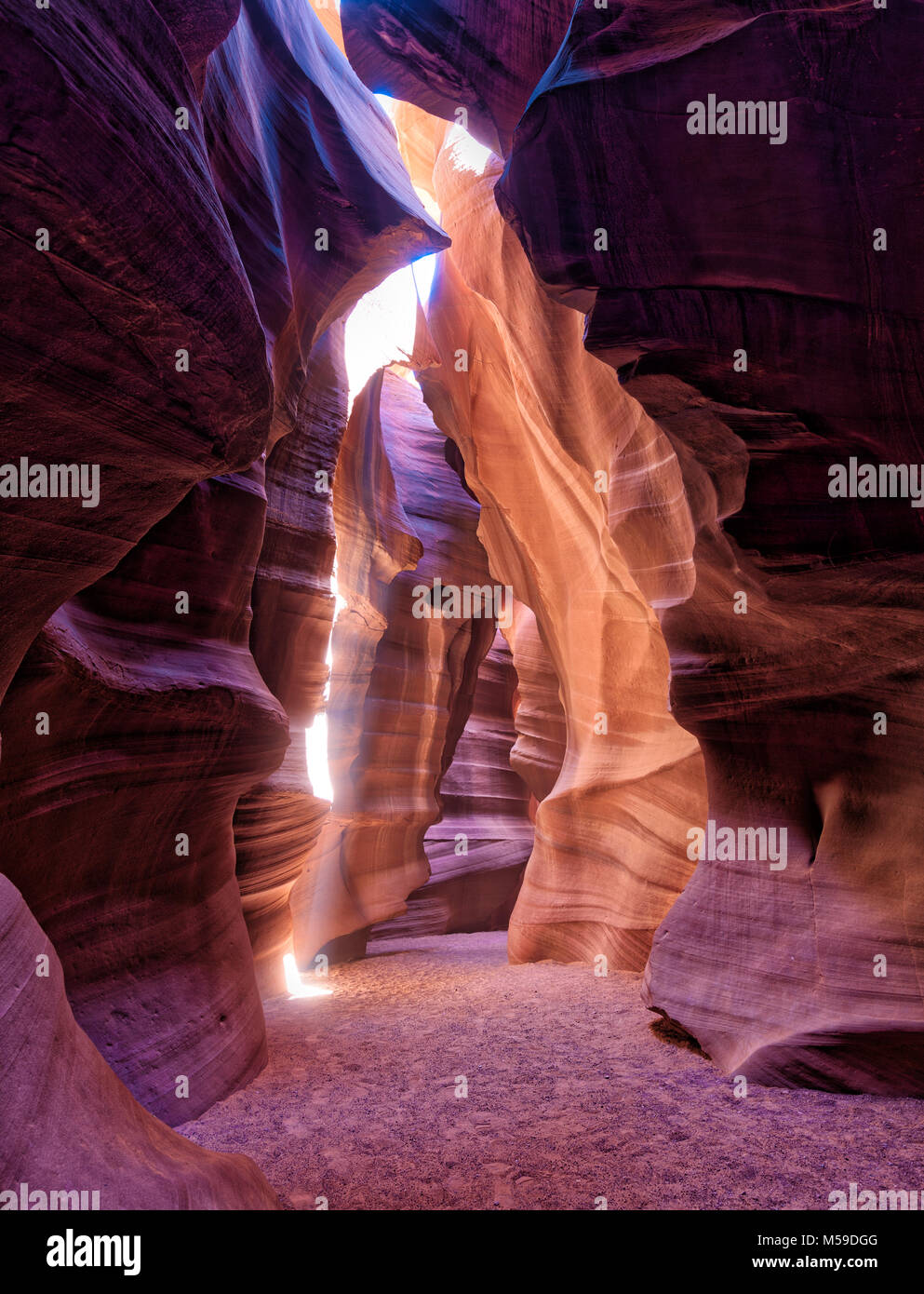 Slot Canyons in the Upper Antelope Canyon on the Navajo Nation in Arizona. Stock Photo