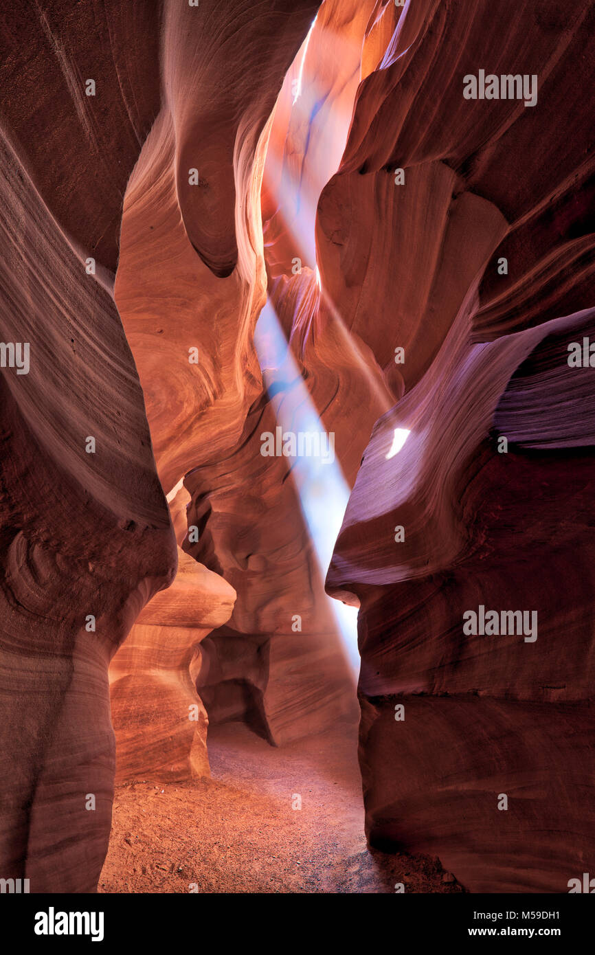 Slot Canyons in the Upper Antelope Canyon on the Navajo Nation in Arizona. Stock Photo