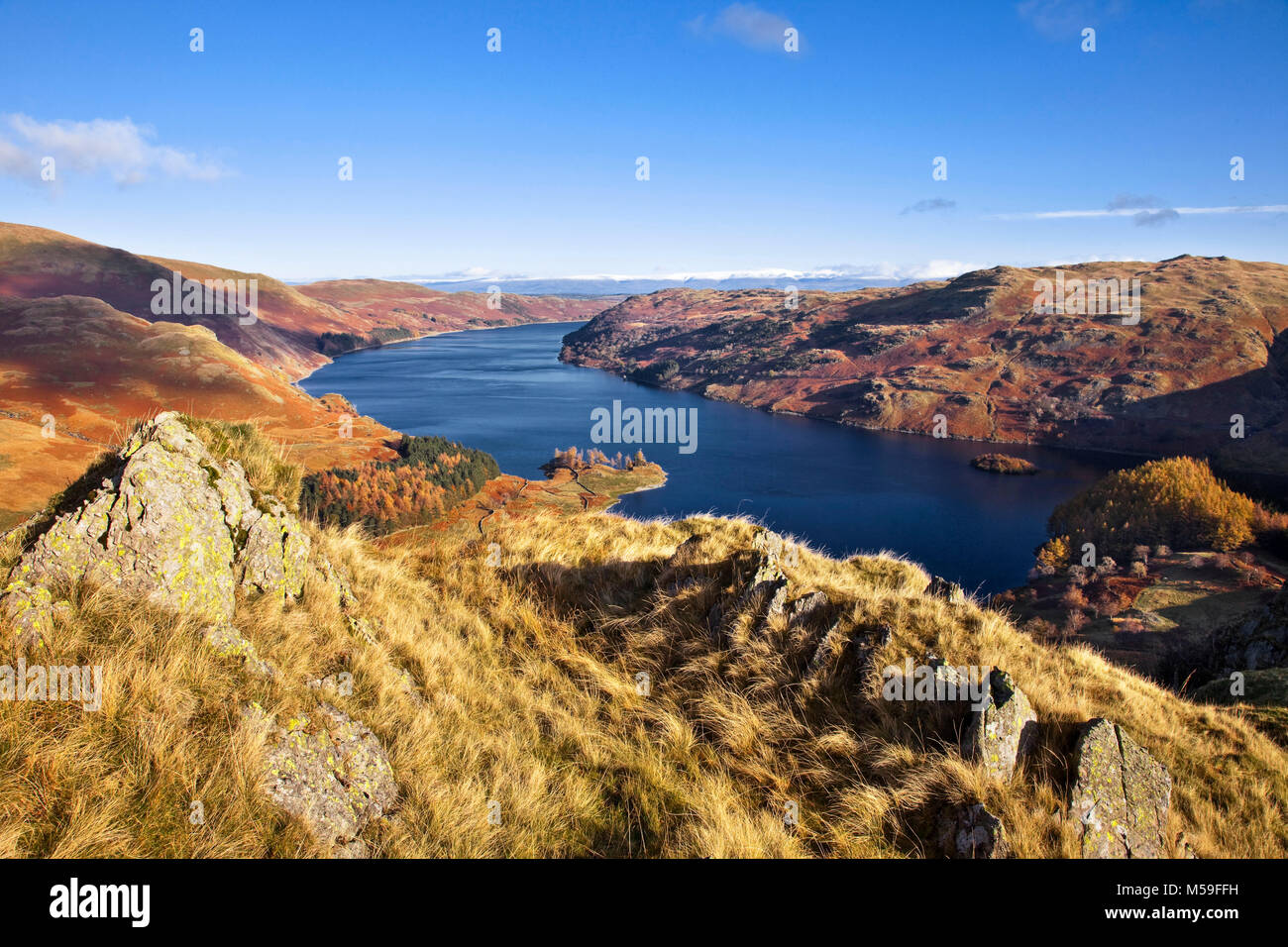 Haweswater from Riggindale Crag Lake District, Cumbria,England,UK Stock Photo