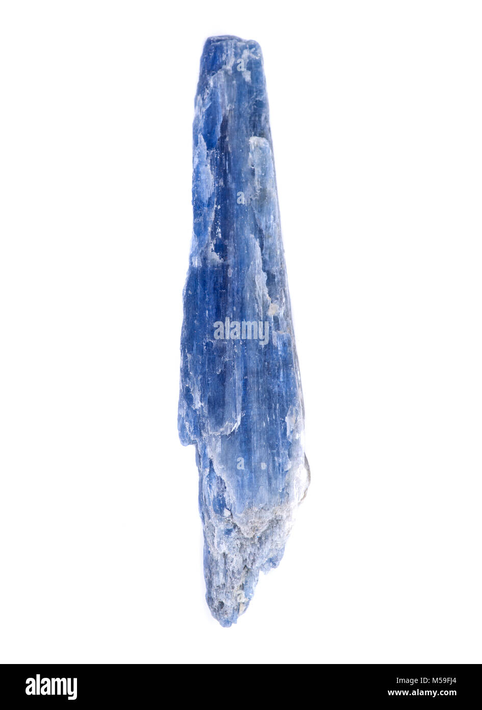 Semitranslucent gem quality blue Kyanite blade from Brazil, isolated