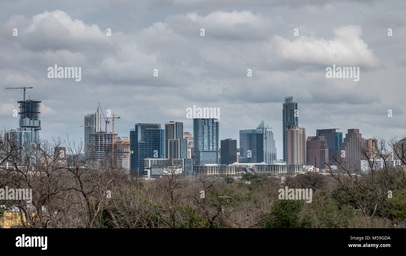 Construction on Downtown Austin Texas With Cloudy Skies Stock Photo - Alamy