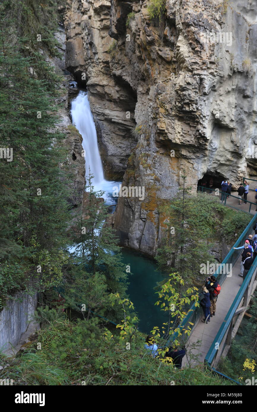 Lower falls in the scenic Johnston Canyon, Banff National Park, Alberta, Canada Stock Photo